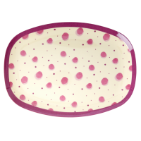 Pink Watercolour Splash Print Rectangular Melamine Plate Rice DK
